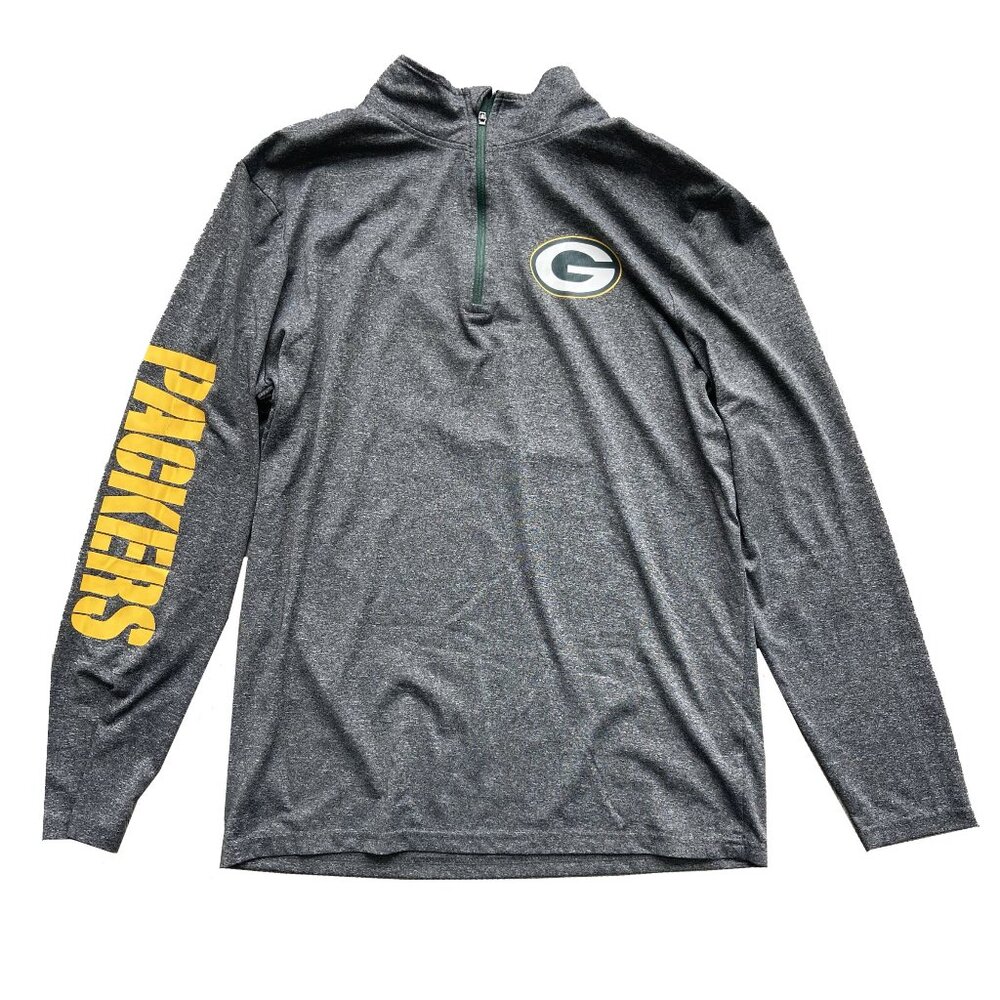 Green Bay Packers Quarter Zip Shirt - Heather Grey - Medium